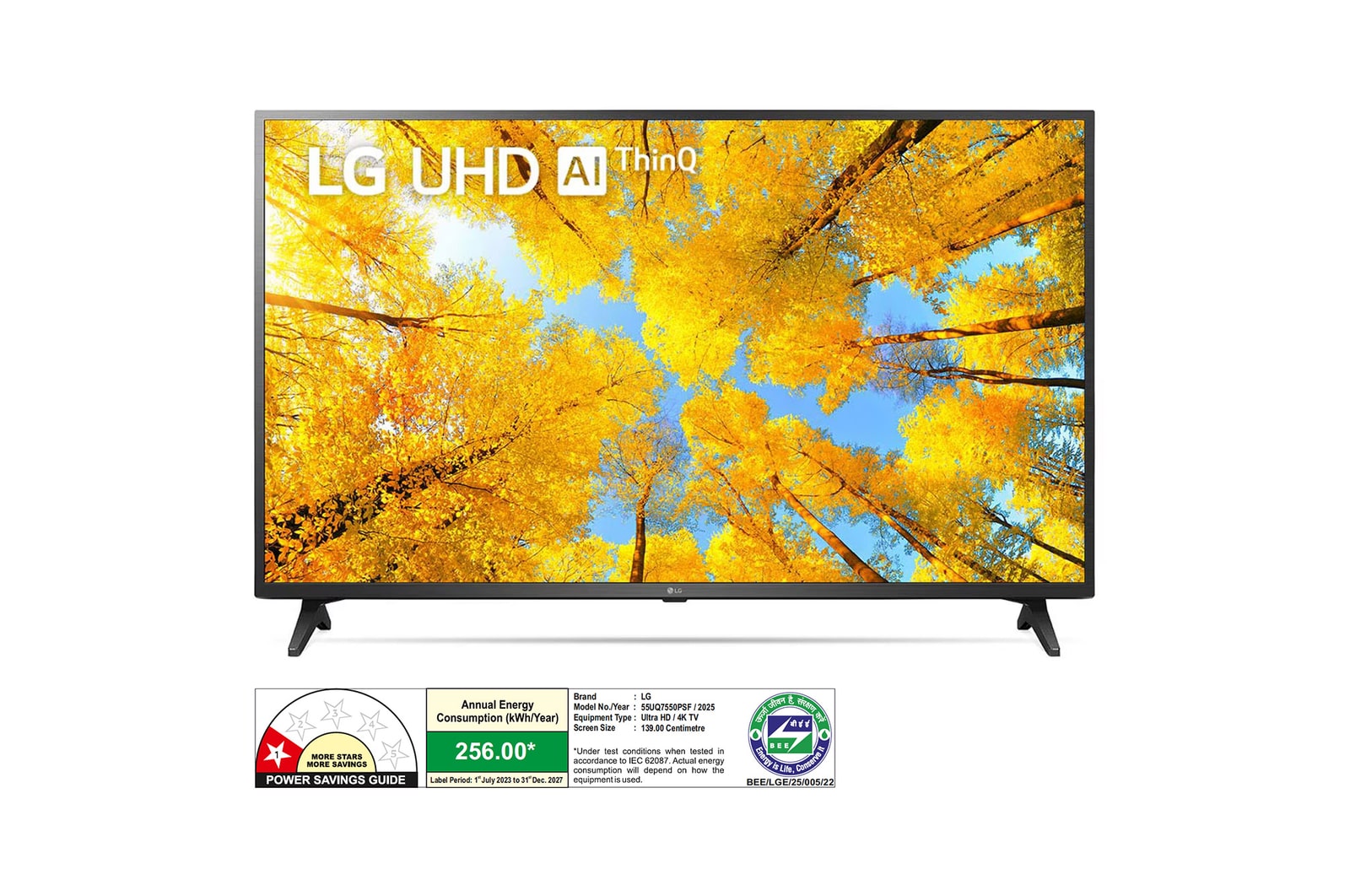 LG 55UQ7550PSF 4K UHD TVs front view