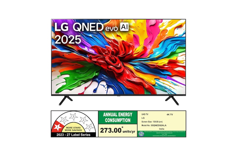 Rear view of LG QNED80 TV