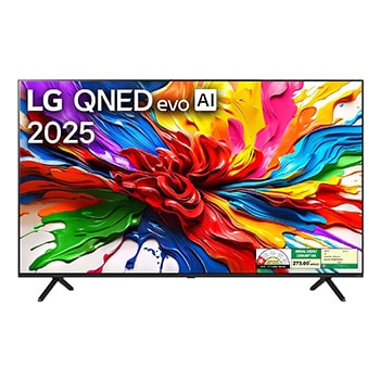 Front view of LG 139cm (55) QNED MiniLED AI TV (QNED92),α8 AI Processor 4K Gen2, 144 Hz VRR Refresh Rate, AI Picture Pro with Dolby Vision & Atmos 55QNED92ALA