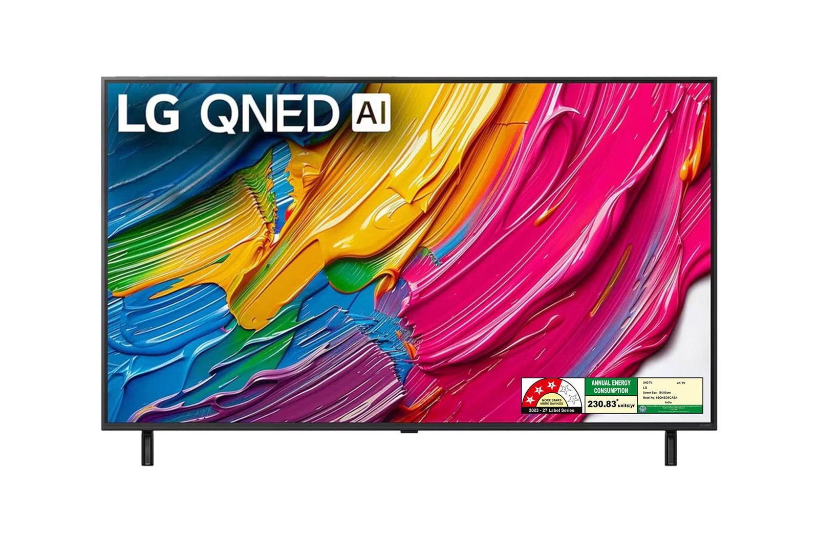 Front view of LG 164cm (65) LG QNED AI QNED80 4k Smart TV 65QNED8CA6A