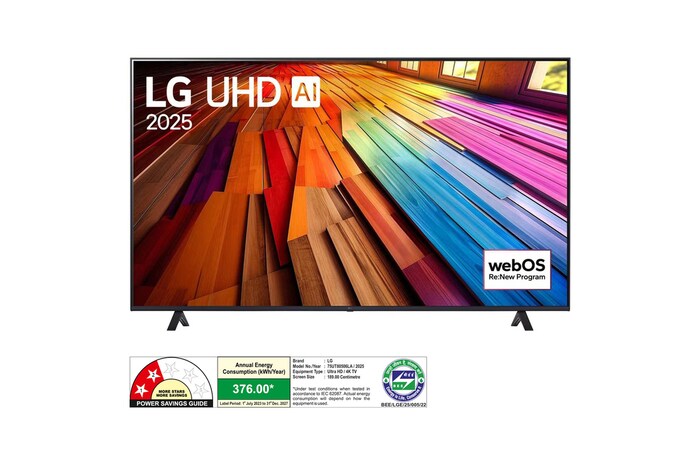 LG 75UT80506LA 4K UHD TVs front view