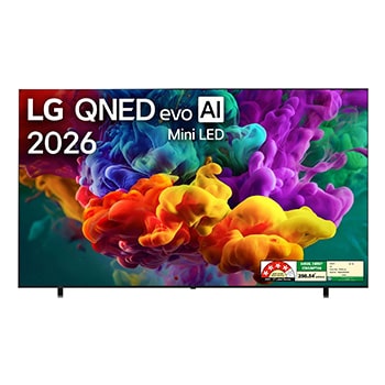 Front view of 189 cm (75) LG QNED evo AI 4K MiniLED TV 75QNED85BXA with α8 AI Processor Gen3, with HDR10 Pro 2026 75QNED85BXA