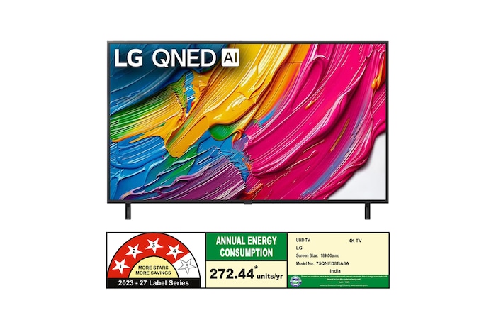 Rear view of LG QNED80 TV