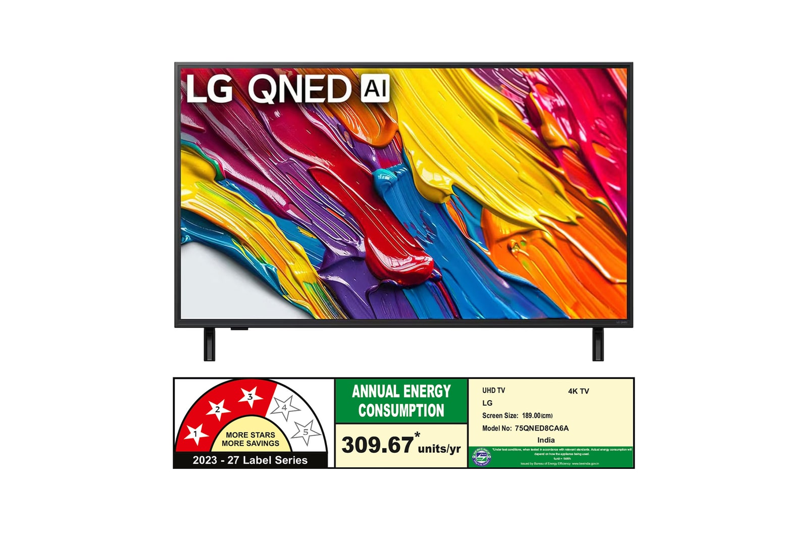 Rear view of LG QNED82 TV