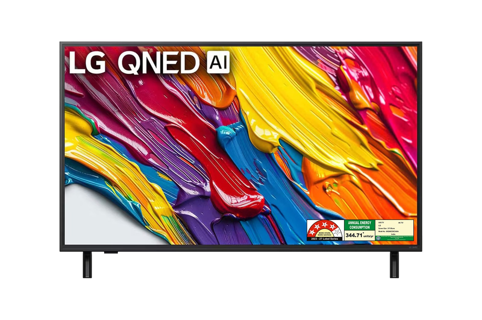 Front view of LG 217cm (86) QNED 8CA Smart TV with α7 AI Processor 4K Gen8, Filmmaker Mode with Dolby Atmos 86QNED8CA6A