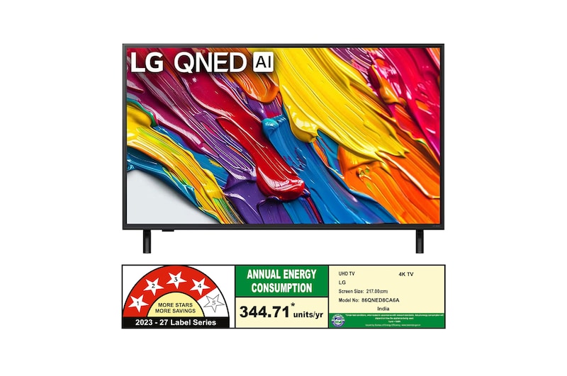 Rear view of LG QNED82 TV