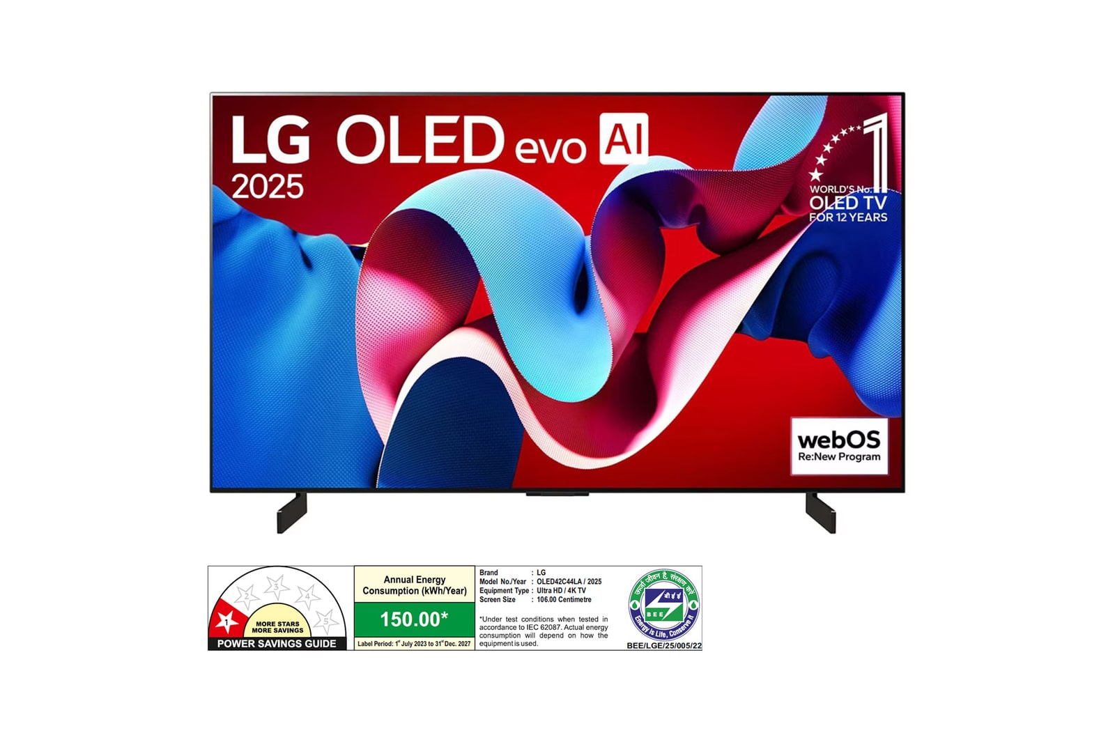 LG OLED42C44LA OLED front view