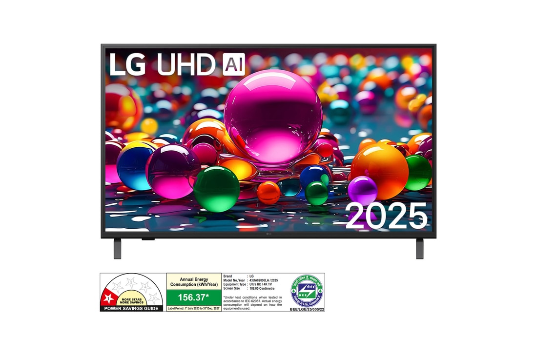 LG 43UA82006LA 4K UHD TVs front view