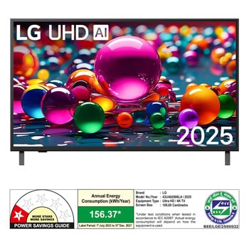 Rear view of LG UHD UA75 TV. 