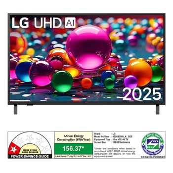 Rear view of LG UHD UA75 TV. 