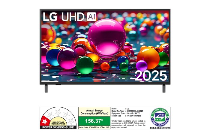 Rear view of LG UHD UA75 TV. 