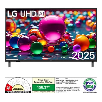Rear view of LG UHD UA75 TV. 