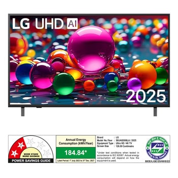 Rear view of LG UHD UA75 TV. 