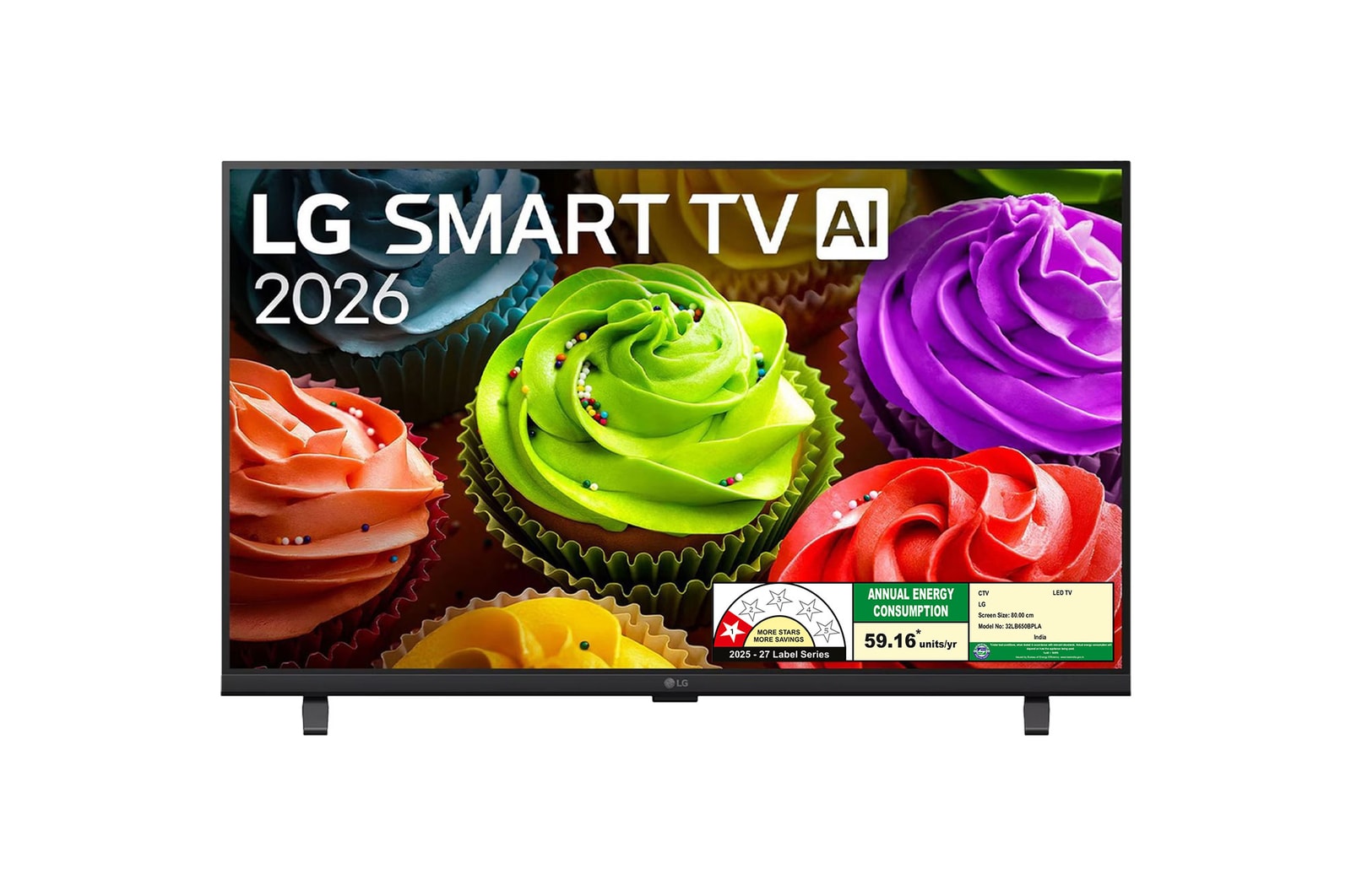 Front view of 81.28 cm (32) LG SMART TV AI 32LB650BPLA FHD with α5 Processor Gen9 and HDR10 Pro 2026 32LB650BPLA