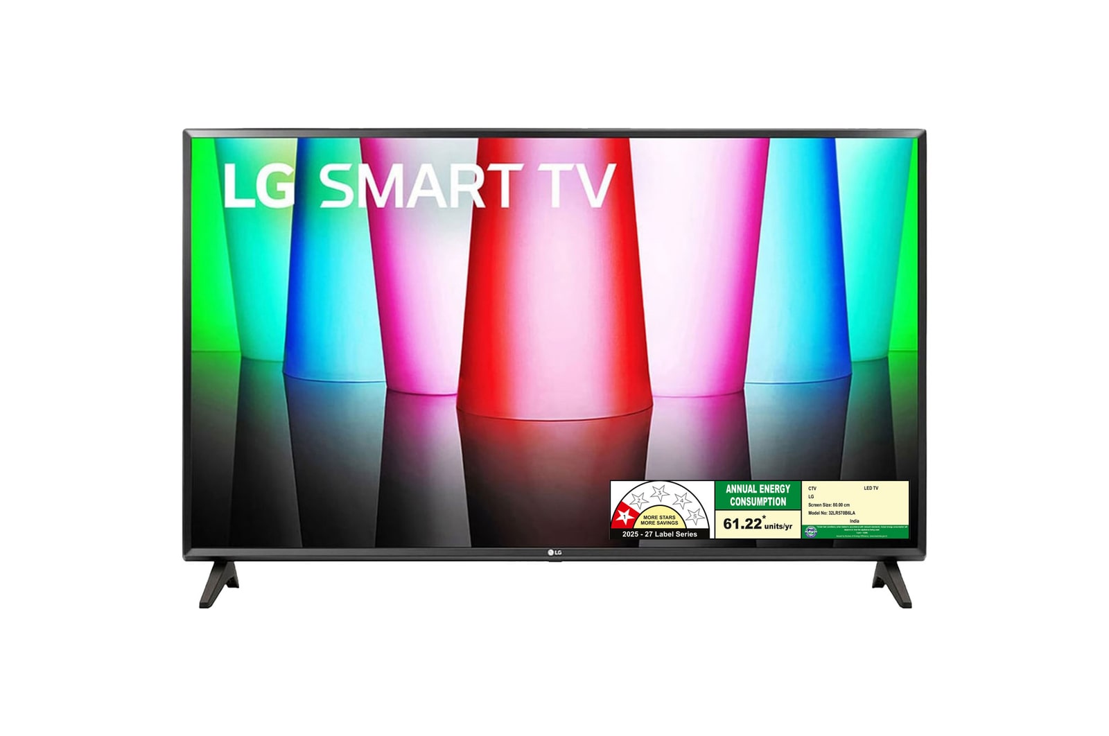 Front view of LG 80cm (32) Smart TV (LR57), α5 Gen6 AI Processor, 60Hz Refresh Rate, Active HDR,AI Sound 32LR570B6LA