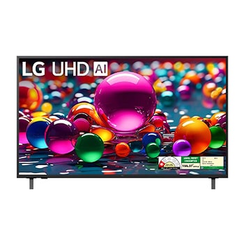 Front view of LG 108cm (43) 4K UHD AI TV (UA8300), α7 AI Processor Gen8, FILMMAKER MODE™, with Dolby Atmos 43UA83006LA