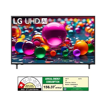 Rear view of LG UHD UA75 TV. 
