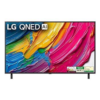 Front view of LG 108cm (43) QNED 8AA Smart TV with α7 AI Processor 4K Gen8, Filmmaker Mode with Dolby Atmos 43QNED8AA6A