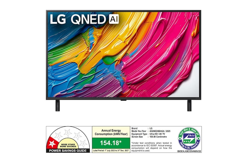 Rear view of LG QNED80 TV