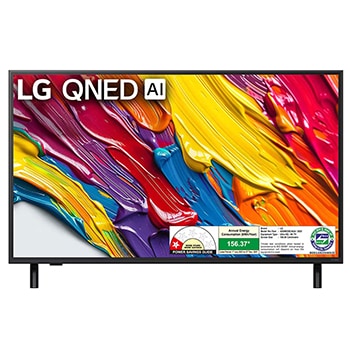 Front view of LG 108cm (43) QNED 8CA Smart TV with α7 AI Processor 4K Gen8, Filmmaker Mode with Dolby Atmos 43QNED8CA6A
