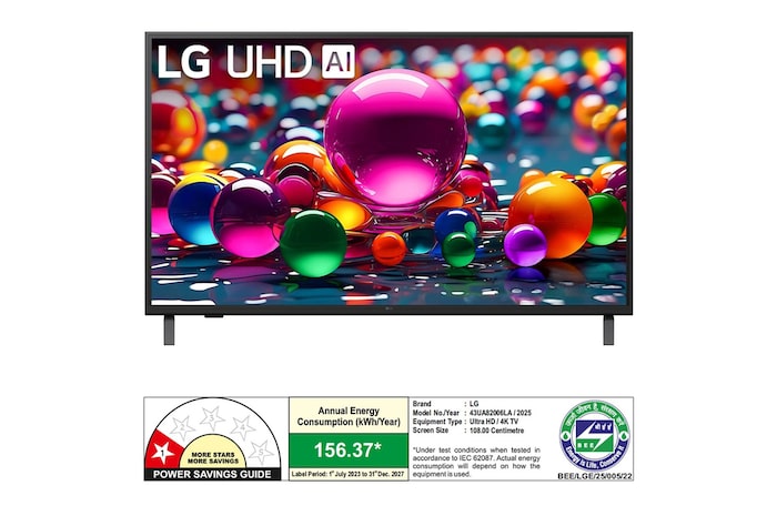 Rear view of LG UHD UA75 TV.