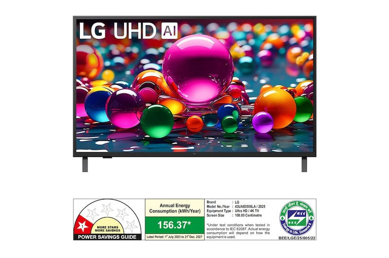 Rear view of LG UHD UA75 TV. 
