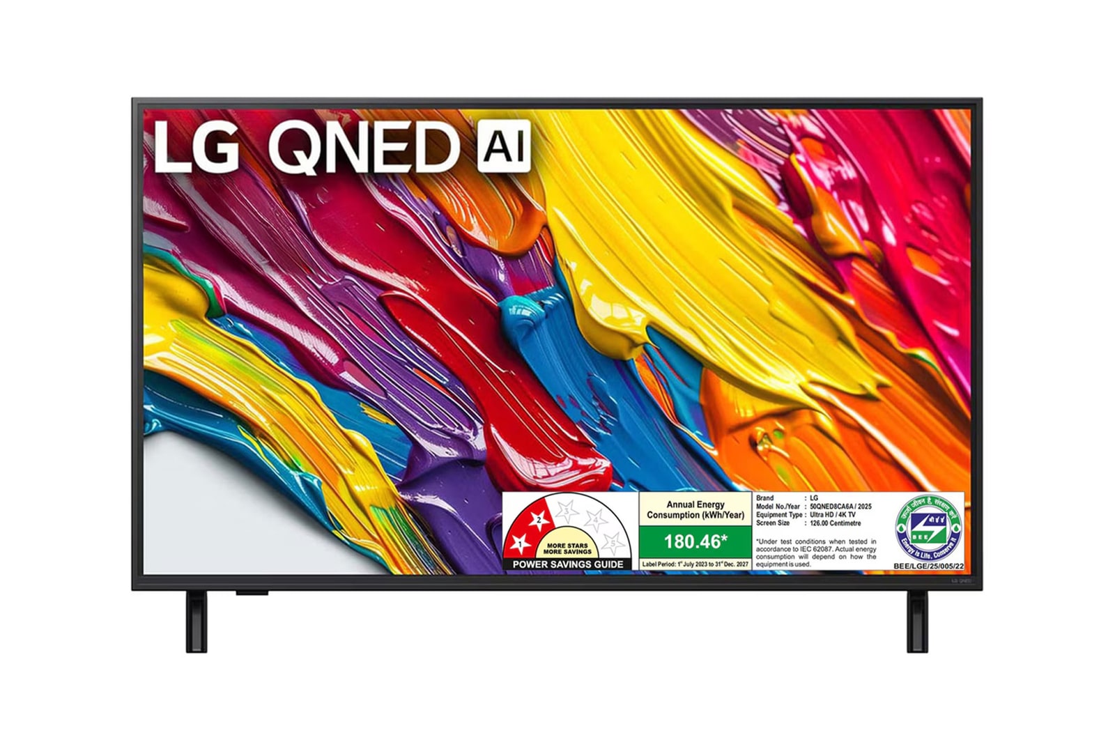 Front view of LG 126cm (50) QNED 8CA Smart TV with α7 AI Processor 4K Gen8, Filmmaker Mode with Dolby Atmos  50QNED8CA6A