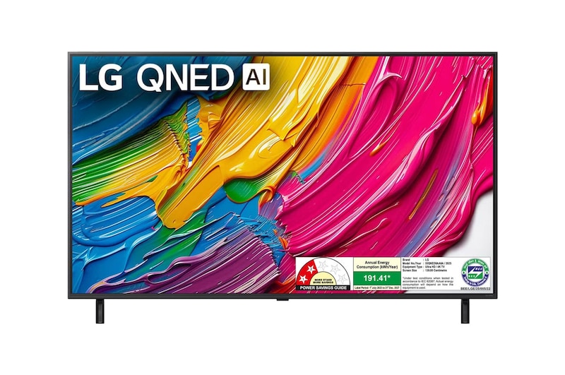 Front view of LG 139cm (55) QNED 8AA Smart TV with α7 AI Processor 4K Gen8, Filmmaker Mode with Dolby Atmos  55QNED8AA6A