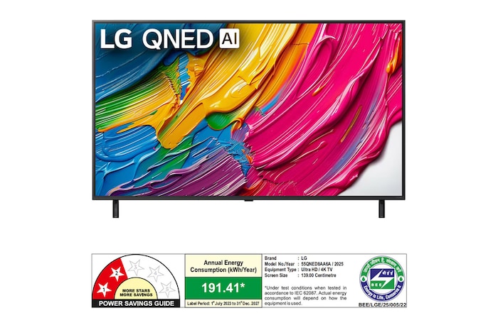 Rear view of LG QNED80 TV