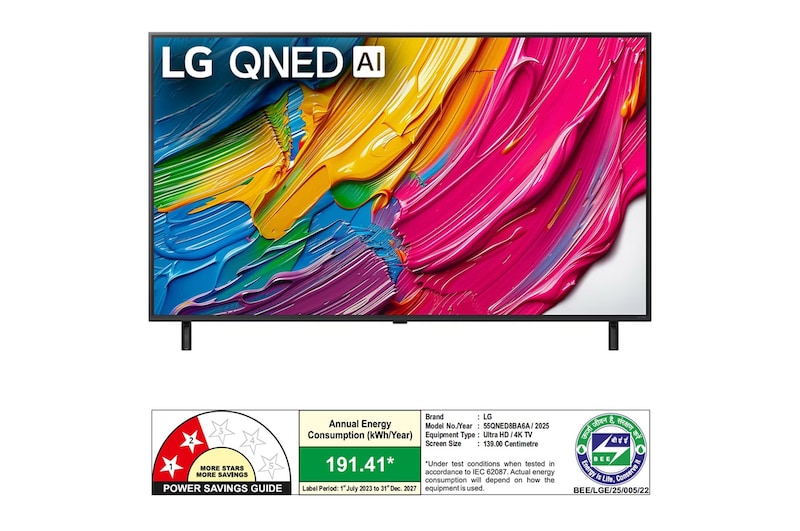 Rear view of LG QNED80 TV
