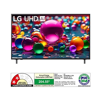 Rear view of LG UHD UA75 TV. 