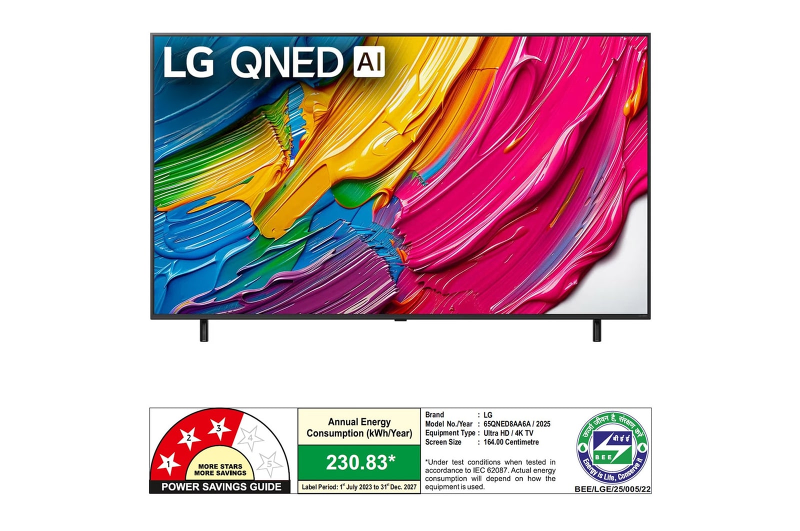 Rear view of LG QNED80 TV