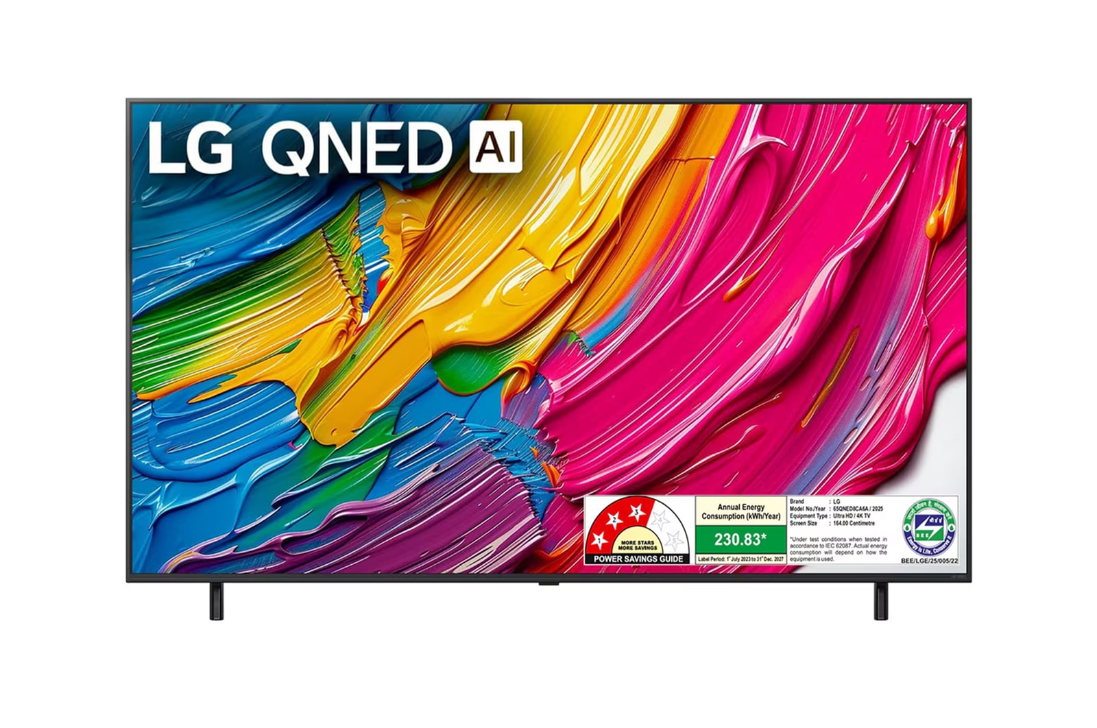 Front view of LG 164cm (65) LG QNED AI QNED80 4k Smart TV 65QNED8CA6A