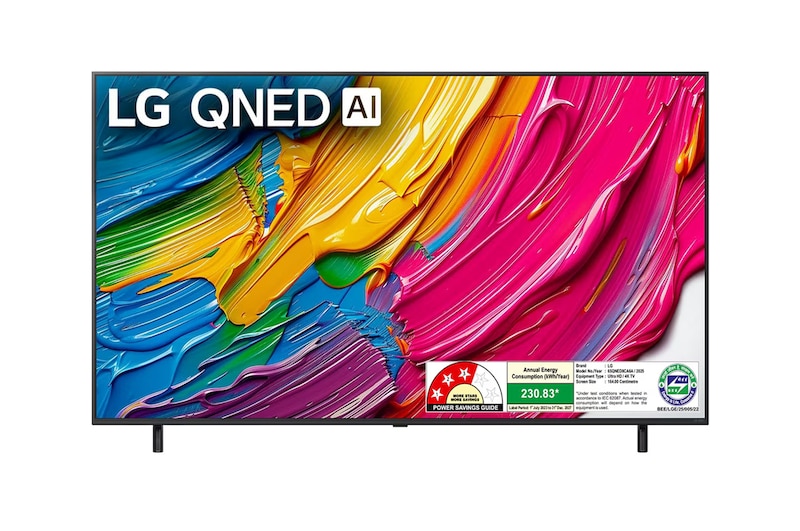 Front view of LG 164cm (65) LG QNED AI QNED80 4k Smart TV 65QNED8CA6A