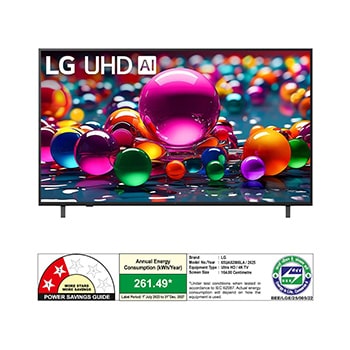 Rear view of LG UHD UA75 TV. 