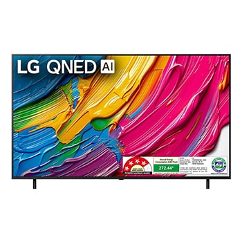 Front view of LG 189cm (75) QNED 8BA Smart TV with α7 AI Processor 4K Gen8, Filmmaker Mode with Dolby Atmos 75QNED8BA6A