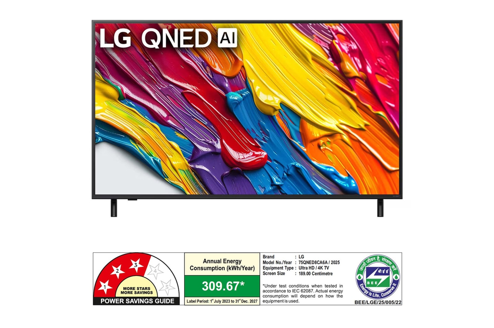 Rear view of LG QNED82 TV