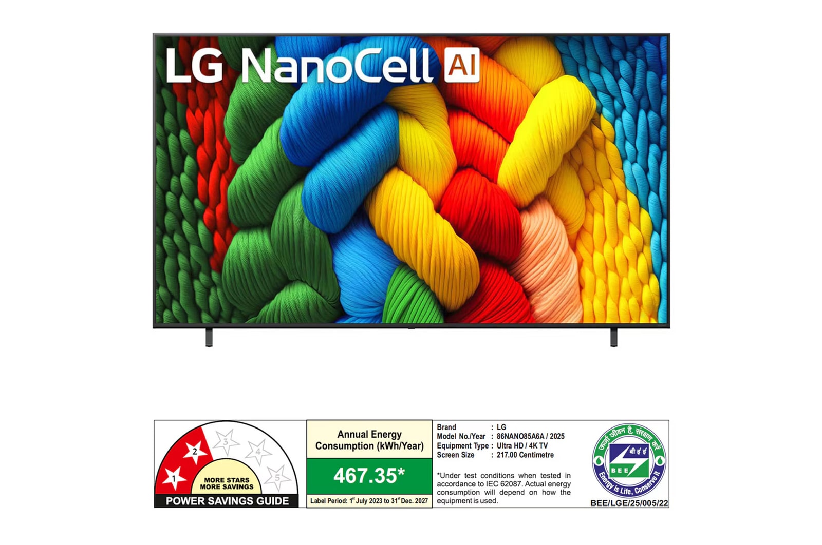 Rear view of LG NanoCell NANO80 TV.