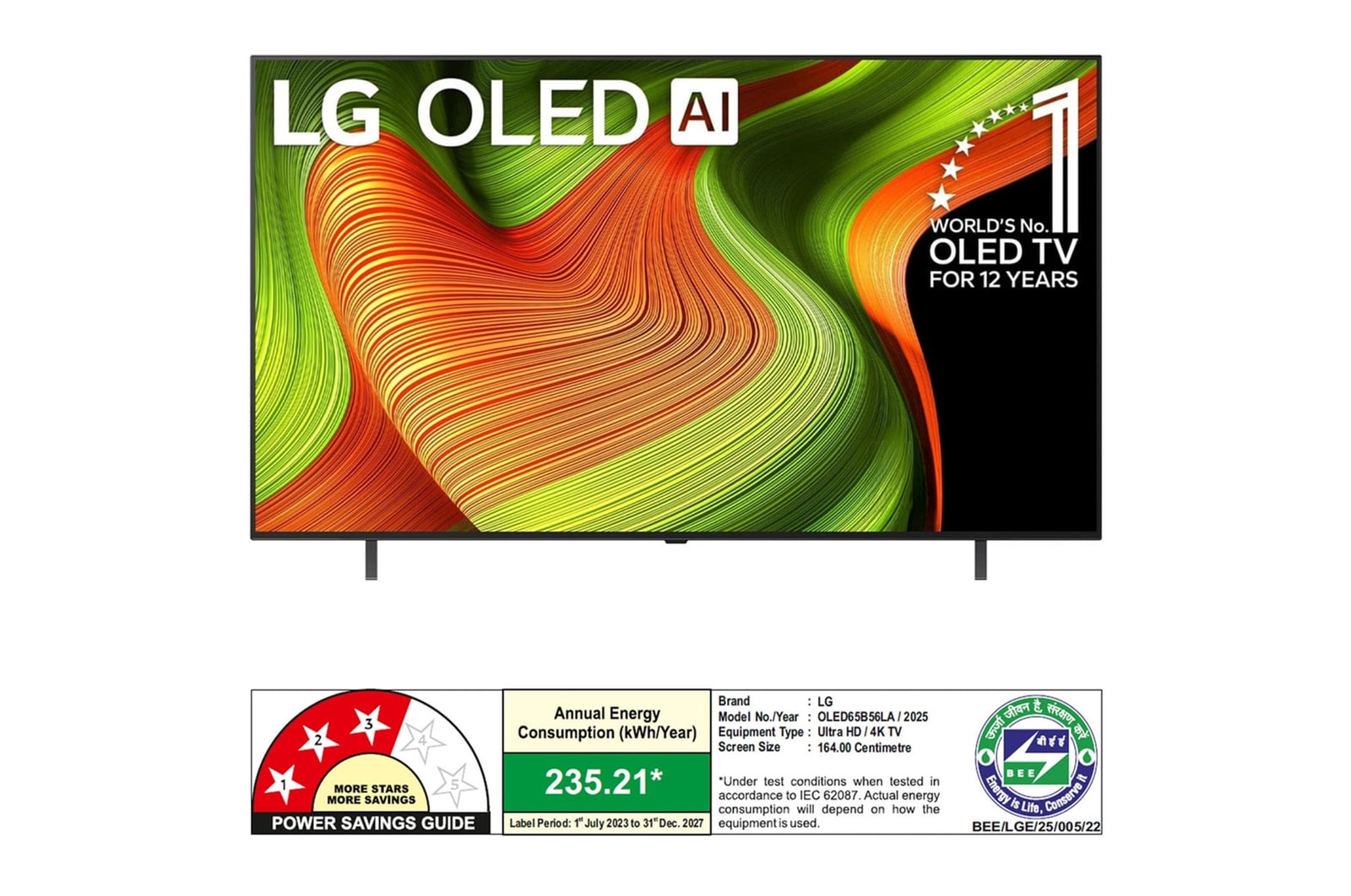 Rear view of LG OLED AI B5 4K Smart TV.