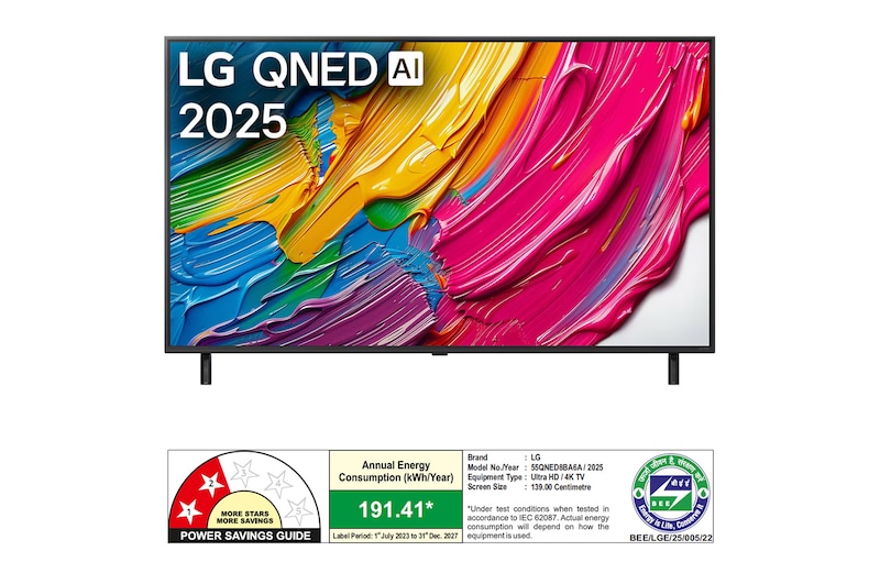 Rear view of LG QNED80 TV