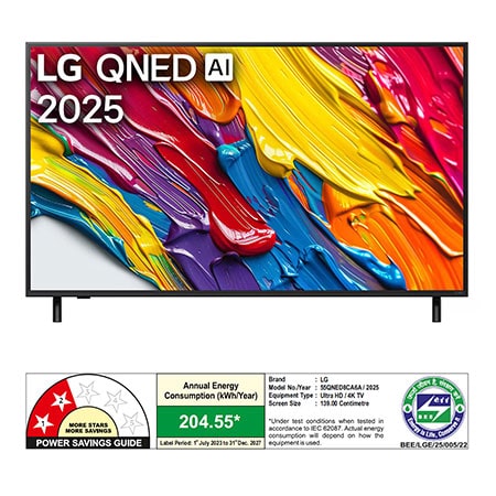 Rear view of LG QNED82 TV