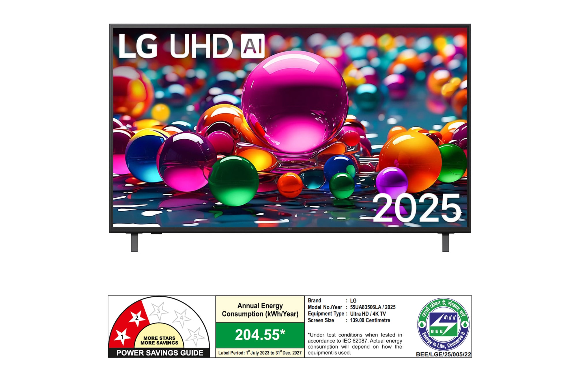 Rear view of LG UHD UA75 TV. 