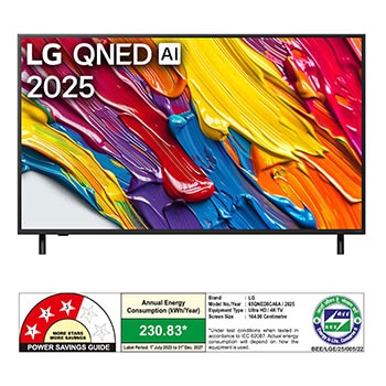 Rear view of LG QNED82 TV