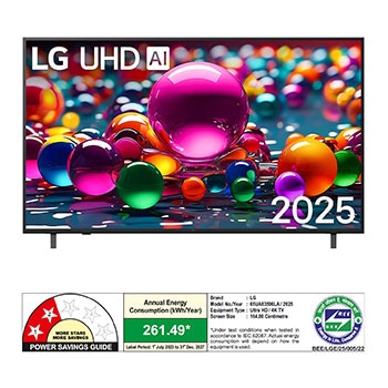 Rear view of LG UHD UA75 TV. 