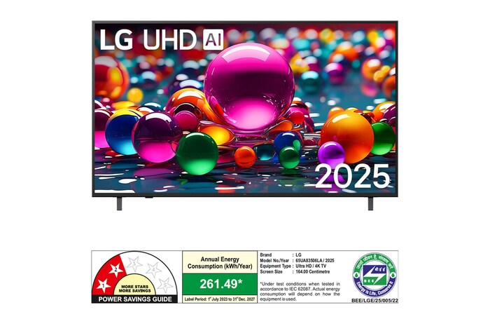 Rear view of LG UHD UA75 TV. 