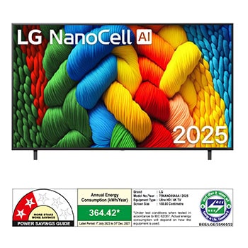 Rear view of LG NanoCell NANO80 TV.