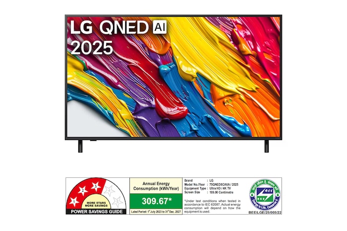 Rear view of LG QNED82 TV