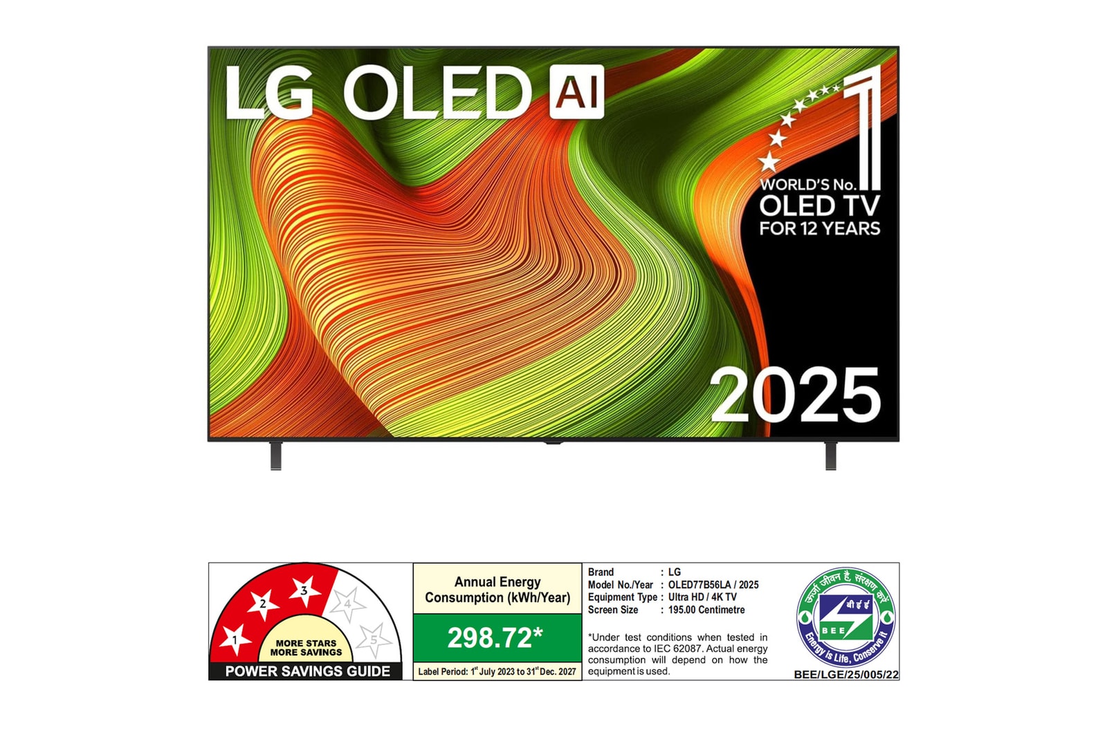 Rear view of LG OLED AI B5 4K Smart TV.