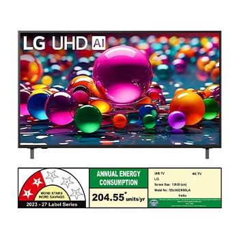 Rear view of LG UHD UA75 TV.
