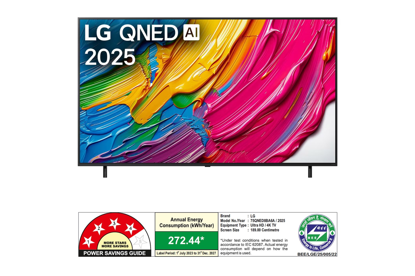 Rear view of LG QNED80 TV